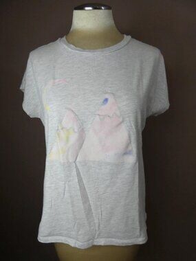 Zyia Active Women's M Pastel Boxy Tee Moon Mountain Print 100% Cotton